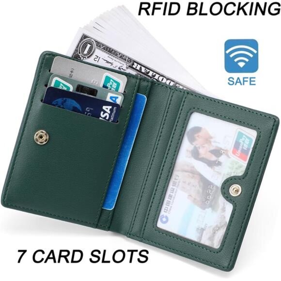 Women RFID Wallet Small Bifold Slim Card Holder Coin Purse Compact Mini - Picture 4 of 6